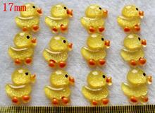 250 pcs glitter iridescent Yellow Duck Duckie Flatbacks 17mm Cabochons Gluable pendants Charm 2024 - buy cheap