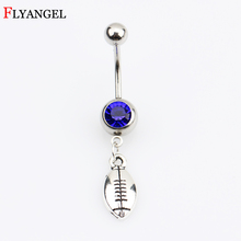 Fitness Sport Football Drop Belly Button Ring Body Jewelry Piercing Crystal Stones Navel Umbilical Nail Earrings Body Jewelry 2024 - buy cheap