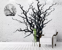 Beibehang-papel tapiz personalizado de árbol muerto, ladrillo blanco y negro, decoración creativa para el hogar, murales, papel tapiz 3d, tapety 2024 - compra barato