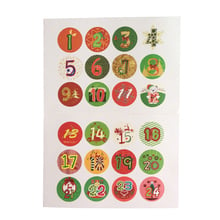 120pcs/lot 1-24 Christmas Advent Christmas Number Round Cake Packaging Sealing Label Sticker Baking Gift Stickers 2024 - buy cheap