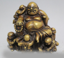 5 "китайская Бронзовая позолота 5 мальчик ребенок счастливый смех Maitreya статуя Будды 2024 - купить недорого