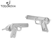 Todorova Original Metal Punk Vintage Accessories Unique Gun Pistol Shape Stud Earrings for Women Men Hip Hop Jewelry 2024 - buy cheap