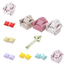 1:12 Dollhouse Furniture Dot Plaid Flower Chair Sofa With Pillow Sweet Furniture For Doll House Armchair Furniture Toys Gift 2024 - buy cheap