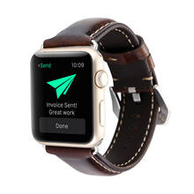 Ремешок для часов Apple iWatch Series 2 3 4 5, браслет из натуральной кожи в ретро стиле, 38 мм 42 мм 40 мм 44 мм 2024 - купить недорого