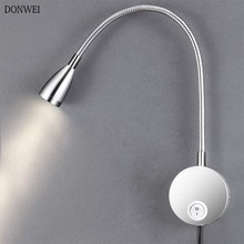 3W LED Wall Lamps With EU plug cable LED Hoses Wall Lamp Aluminum Flexible Home Hotel Bedside Reading Light Book Lights 2024 - buy cheap