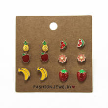 Wholesale Color Drop Glaze Alloy Accessories Summer New Fruit Ear Studs Fashion Cute Earrings Girls Bird Pendientes Punk Trendy 2024 - buy cheap