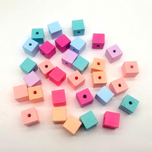 30PCS/lot 15mm Candy Color Square Wooden Beads Spacer Hollow Beads DIY Craft Clothes Decor For Neckles Handmade 2024 - buy cheap