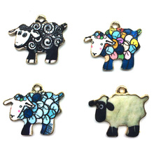 100pcs 17*21M cute Korea DIY jewelry enamel printing alloy gold-color The Sheep mutton charms pendant for bracelet CH0085 2024 - buy cheap