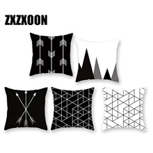 Fundas de cojín con rayas geométricas en blanco y negro, Cojines Decorativos de poliéster Para sofá, coche, hogar y dormitorio 2024 - compra barato