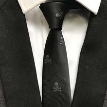 Corbata de fiesta informal para hombre, lazos estrechos a la moda, color negro, Calavera terrorífica, corbata para Halloween 2024 - compra barato