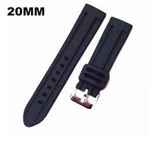 Wholesale - 20pcs/lot High quality 20MM rubber Watch band watch strap black color for wrist watch -08301 2024 - buy cheap
