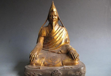 USPS para OS EUA S2933 Tibet Budismo clássico Old Bronze Esculpida Lama Dalailam Estátua de Buda 2024 - compre barato