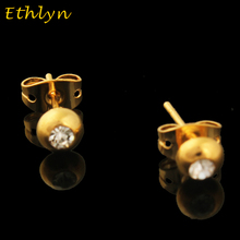 Ethlyn-pendientes de tuerca de piedra E60 para mujer, aretes E60, etíope/Africano/nigeriano, Color dorado 2024 - compra barato
