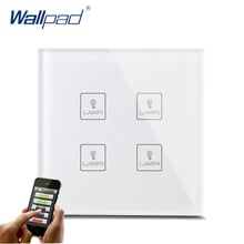 Smart WIFI 4 Gang Switch New Design Wallpad White Crystal Glass 4 Gang Phone Wireless APP Remote WIFI Touch Control Light Switch 2024 - buy cheap