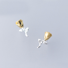 MloveAcc-pendientes de plata de ley 100% 925 auténtica para mujer, aretes pequeños de Color dorado con forma de flor rosa, joyería 925 2024 - compra barato