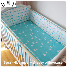 Promotion! 6PCS Cute Children Bed Bedding Around Set 100% Cotton Crib Sets(bumper+sheet+pillow cover) 2024 - buy cheap