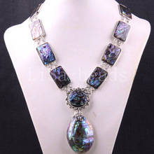 Free Shipping Jewelry Natural Blue New Zealand Abalone Shell Necklace 19-30" 1Pcs E391 2024 - buy cheap