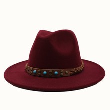 OZyc-sombrero bombín de fieltro para mujer y hombre, sombrero de lana ancha, estilo británico, Vintage 2024 - compra barato