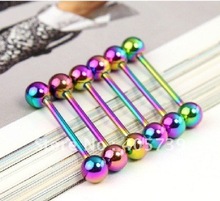 Vacuum Plating Rainbow Tongue Bar Tongue Rings Barbell 316L stainless Steel Free Deliver Brand New 1.6mm  Body Piercing Jewelry 2024 - buy cheap
