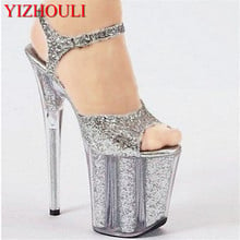 Fashion sequined vamp color transparent high heels, catwalk show 20 cm performance sandals 2024 - buy cheap