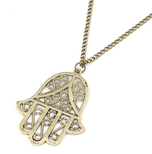 Retro Bronze Long Chain Hamsa Fatima Hand Pendant Charm Chain Necklace Jewish Judaica Kabbalah Jewelry 2024 - buy cheap