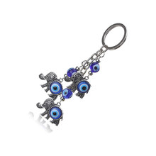 Turkish Blue Evil Eye Key Chain Pendant Tassel Elephant Charm Keychain for Woman Men Animal Key Rings Car Key Holder Couple Gift 2024 - buy cheap