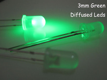 100 pces 3mm verde ultra brilhante difundido verde lâmpadas led novo leitoso branco lente grande/grande ângulo led 2024 - compre barato