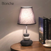 Modern LED Table Desk Lamp Fabric Lampshade Creative Cobblestone Light Fixtures for Bedroom Living Room Study Lamp Art Luminaire 2024 - buy cheap