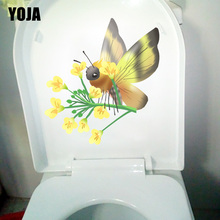 YOJA 20.8X22.3CM Rape Flower Bee Cartoon Wall Sticker Home Room Decoration Cute Animal WC Toilet Decal T1-2334 2024 - buy cheap