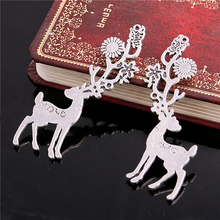 Sweet Bell 8pcs  23*70mm Antique   big Sikas Deer charm with Flowers Branch Antlers Charms Pendants 3B398 2024 - buy cheap