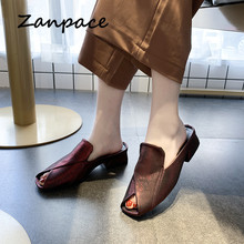 Zantace nova moda verão chinelos de salto baixo sapatos de dedo do pé de peixe fora indoor slides sexy cunhas sandálias flip flop 2024 - compre barato