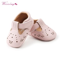WEIXINBUY, детская обувь для девочек, милая повседневная детская обувь принцессы из искусственной кожи, однотонная детская обувь для кроватки, милая детская обувь с вырезами 2024 - купить недорого