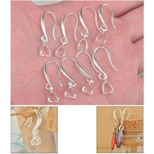 50PCS(25Pairs) Wholesale Silver Earrings Jewellery Findings Pinch Bail Earwire Hooks For Crystal Cubic Zirconia Stone 2024 - buy cheap