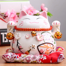 4.5 inch Maneki Neko Ceramic Lucky Cat Piggy Bank Home Decor Porcelain Ornaments Christmas Gifts Fortune Cat Money Box Craft 2024 - buy cheap