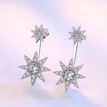 100% 925 Sterling Silver Fashion Crystal Star Ladies Stud Earrings Women Jewelry Female Christmas Gift Cheap Anti Allergy 2024 - buy cheap