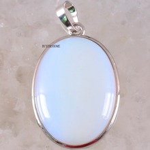 Pingente oval contas brancas opala, joia feminina cabochão pedra natural 1 peça k664 2024 - compre barato