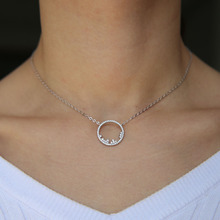 Hot Sale Personalised Dainty Circle Necklace Sun Shaped Round Eternity Necklace simple delicate Paved Surround CZ Zirconia Girls 2024 - buy cheap