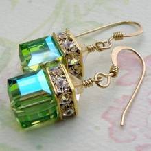 1 Pair  Vintage Green Zircon Crystal Square Big Stone Women Earrings Fashion Jewelry For Valentine's Day Gift 2024 - buy cheap