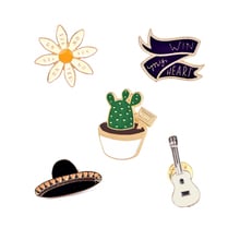 Broches con dibujos animados para hombre y mujer, alfiler con flor, guitarra, sombrero de vaquero, Win My Heart, Cactus, bolsa, sombrero, insignias de solapa de alfiler, joyería, regalos para amigos 2024 - compra barato