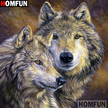 HOMFUN-pintura de diamante 5D DIY "Animal wolf", cuadrados o redondos de imitación bordado de diamantes, estilo punto de cruz 5D, decoración del hogar, A16478 2024 - compra barato