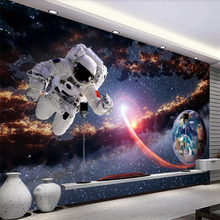 Wellyu personalizado papel de parede 3d foto murais espaço astronauta planeta terra sistema solar via láctea fundo da parede 3d 2024 - compre barato
