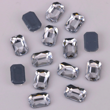 Lead Free AAA 3x5mm, 4x6mm, 5.5x8mm Crystal Clear Emerald Cut Flat Back Hotfix Rhinestones / Iron On Flat Back Crystals 2024 - buy cheap