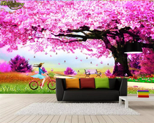 Papel pintado personalizado beibehang, mural romántico cálido con Sala de Bodas de cerezo y árbol, mural de jardín, Fondo de TV, papel de pared 2024 - compra barato