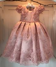 Luxurious Pearls Beaded Pink Flower Girls Dresses Wide Pleated Lace Overlay little Girls Ball Gowns for Wedding 2-12 Years Old 2024 - buy cheap