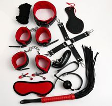 10piece/ Set Leather Adult Game Bondage Restraint,Handcuffs Nipple Clamp Whip Collar Erotic Toy Couples Sex Toy 2024 - buy cheap