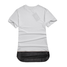 SWAG Hip Hop Tee With Leather Extended Hem Men's  Histreet Wear T-shirt Men Street T shirt White and Black Available 2024 - buy cheap