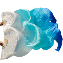 Leques de seda tingidos para dança do ventre, leques de seda chinesa de alta qualidade, 1 par artesanal, de seda tingida, 23 cores, 100%/120/150*90 cm 2024 - compre barato
