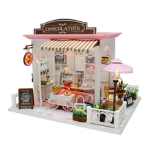 Nova casa de bonecas diy brinquedo em miniatura caixa puzzle casa de bonecas diy kit casa de bonecas móveis café modelo de presente brinquedo para crianças 2024 - compre barato