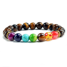 8 estilo 7 chakra cura frisado pulseiras de pedra natural yoga feminino pulseira vintage buda energia pulseiras jóias presentes para homem 2024 - compre barato