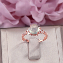 Женское овальное ювелирное изделие, регулируемое кольцо из серебра 925 пробы, 8*7 мм, Цвет зелёный Пренит, розовое золото 18 карат 2024 - купить недорого